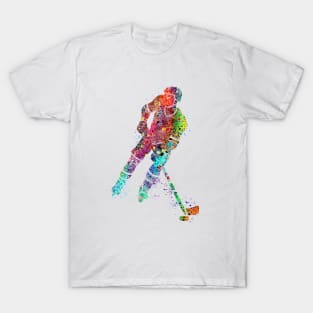 Boy Ice Hockey Player Watercolor Sport Athlete T-Shirt